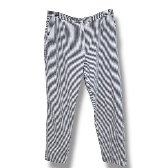 Tommy Hilfiger pants women's 14 ankle seersucker blue white stripe nautical - Picture 1 of 7